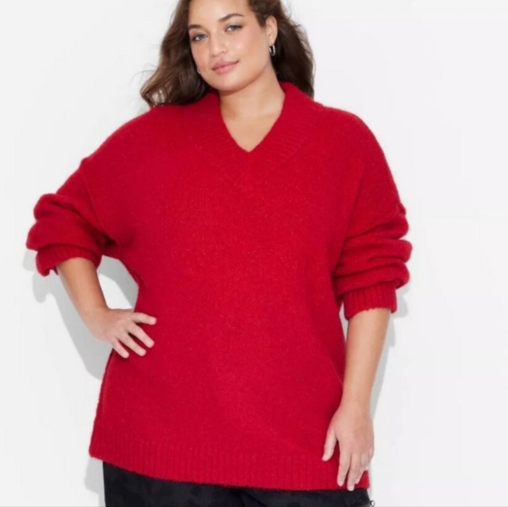 Wild Fable Bold Red V-Neck Sweater
